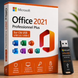 Microsoft Office 2021 Professionnel Plus – Sur Clé USB (USB3/USB-C)