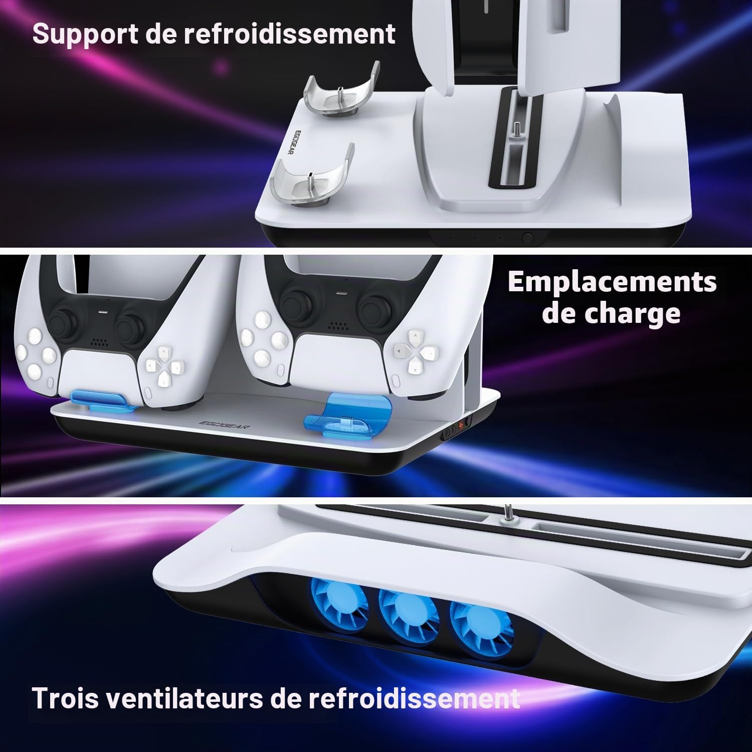 EgoGear Premium Station de Charge & Support de Refroidissement PS5 SCC5 – Blanc 3 EgoGear Premium Station de Charge & Support de Refroidissement PS5 SCC5 – Blanc 2
